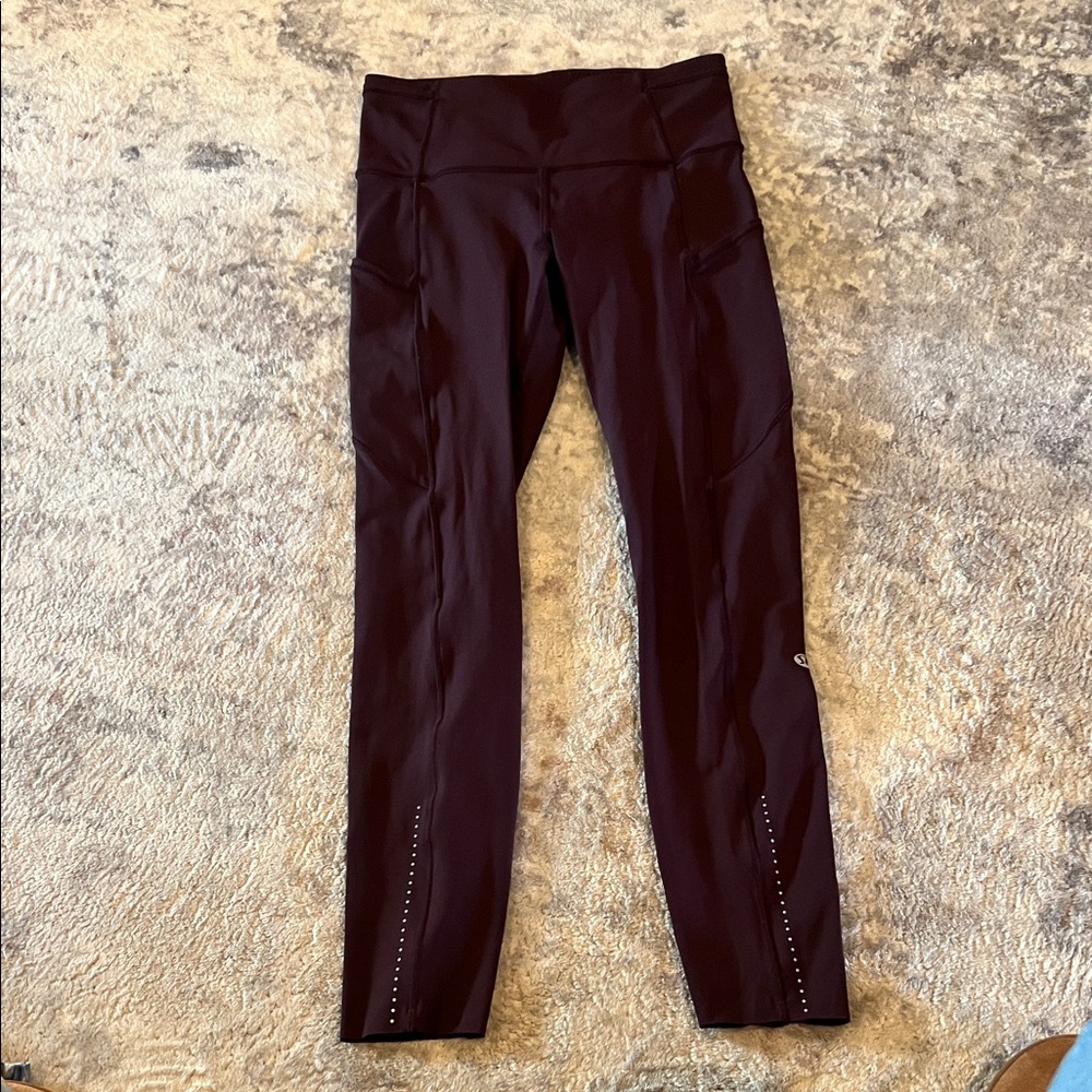 Lululemon Fast & Free Crop II leggings plum